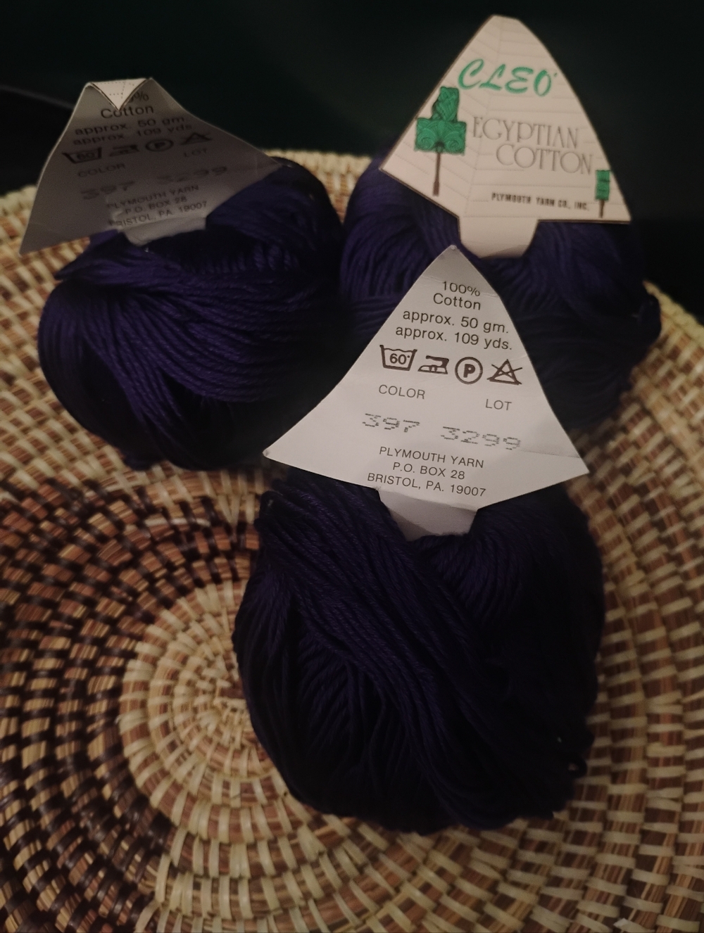 Plymouth Yarn Co. Cleo Egyptian Cotton Yarn Violet Purple 3 Skein Lot NEW - Picture 2 of 8